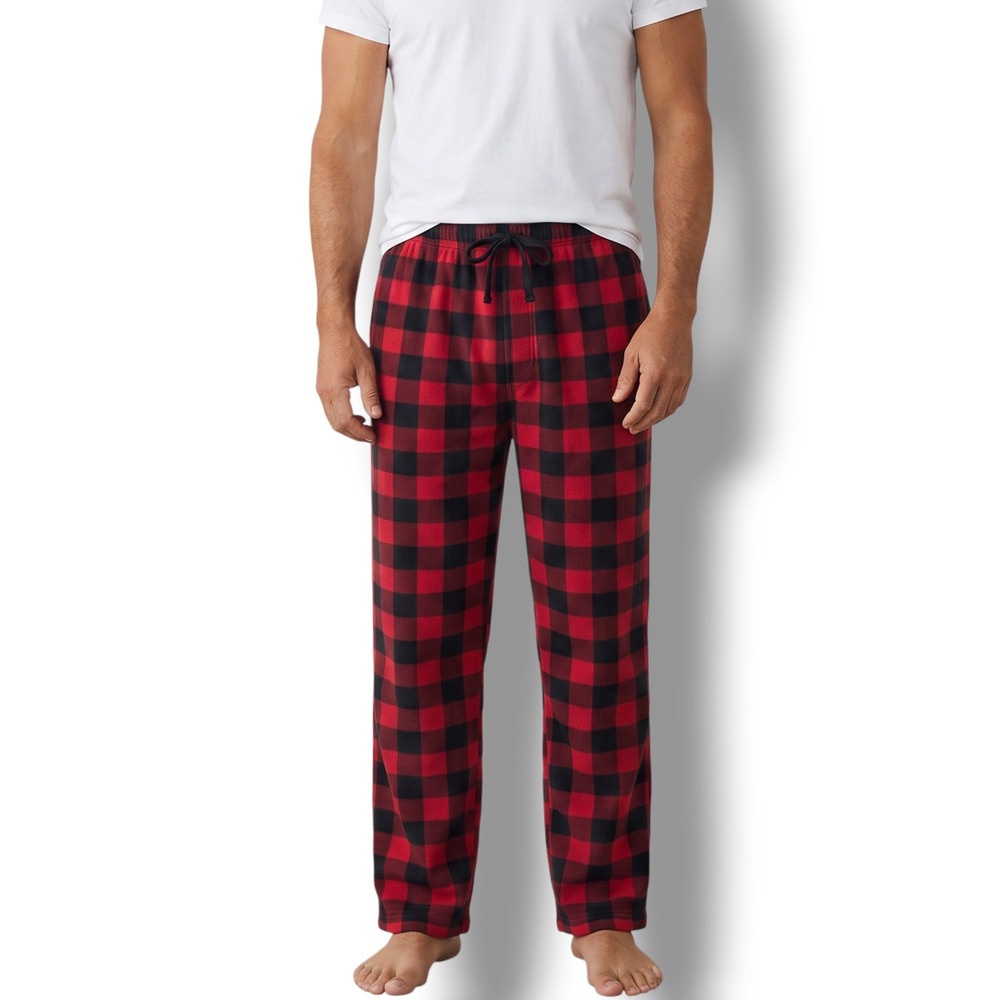 NWT Club Room Fleece Pajama Pants Men's Size XXL Red Black Buffalo Plaid